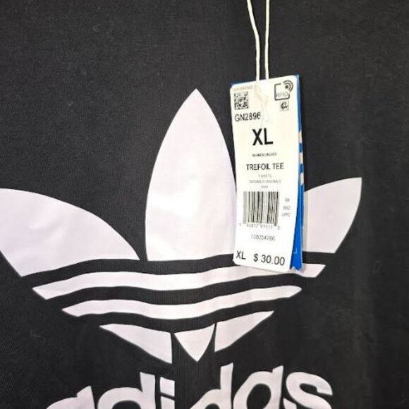 NWT Women's adidas Black Short Sleeve GN2896 Trefoil Tee Size XL - Picture 2 of 3